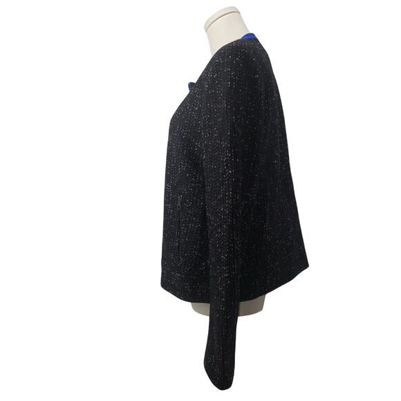 Rag & Bone Womens 10 Black Blue Wool Tweed Jacket Accent Snap Closure Pockets - Picture 4 of 8